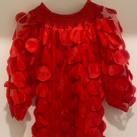 Souk & Sépia red 3-D petal off the shoulder dress - Picture 10 of 11